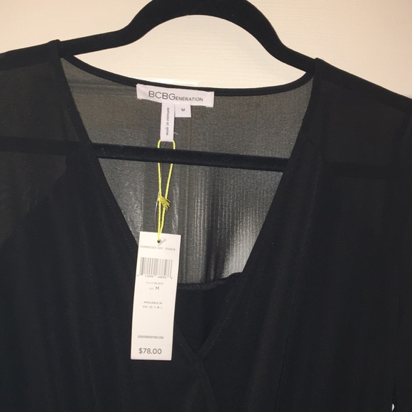 BCBGeneration Romper black sheer long sleeves - Picture 3 of 7
